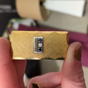 Vintage Manville 12k gold filled money clip with sapphires .